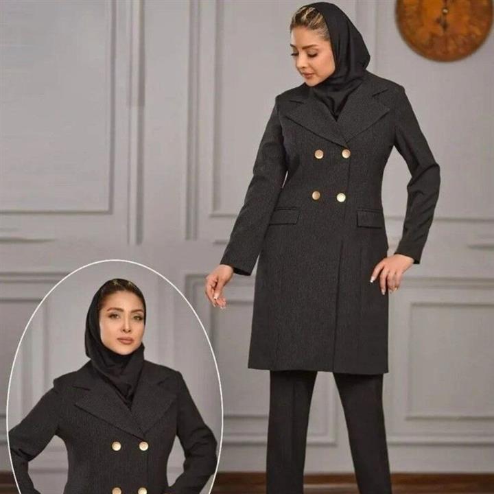 ست مانتو شلوار اداری دیپلمات (راه راه)